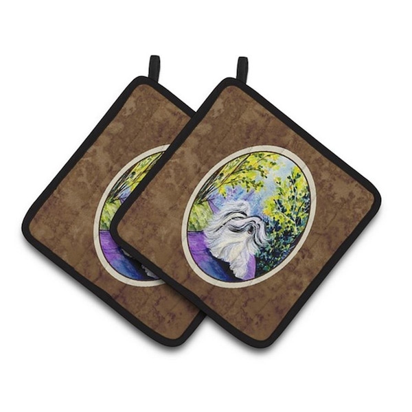 Carolines Treasures Tibetan Terrier Pair of Pot Holders, 7.5 x 3 x 7.5 in. - SS8643PTHD