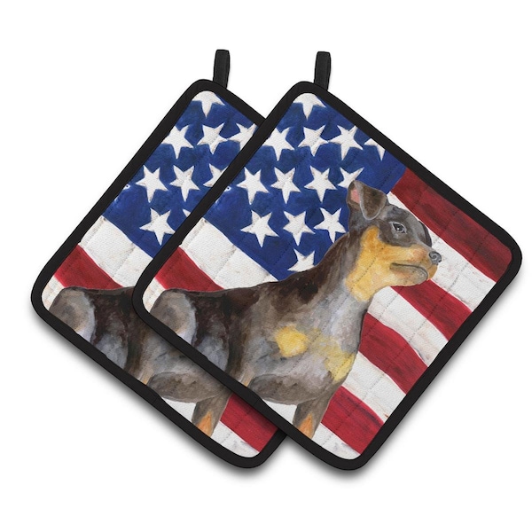 Carolines Treasures Miniature Pinscher No 2 Patriotic Pair of Pot Holders - BB9724PTHD