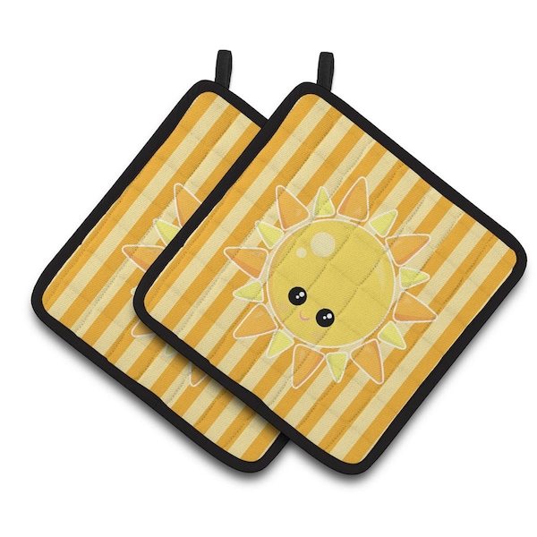 Carolines Treasures Weather Sunshine Face Pair of Pot Holders - BB7155PTHD