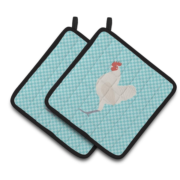 Carolines Treasures German Langshan Chicken Blue Check Pair of Pot Holders - BB8011PTHD