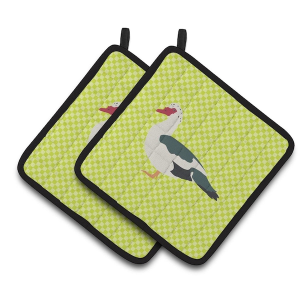 Carolines Treasures Muscovy Duck Green Pair of Pot Holders - BB7690PTHD