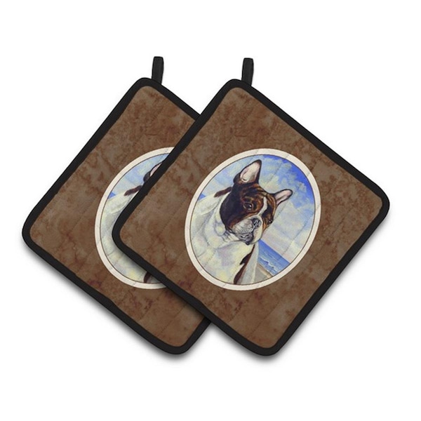 Carolines Treasures French Bulldog at the Beach Pair of Pot Holders, 7.5 x 3 x 7.5 in. - 7171PTHD