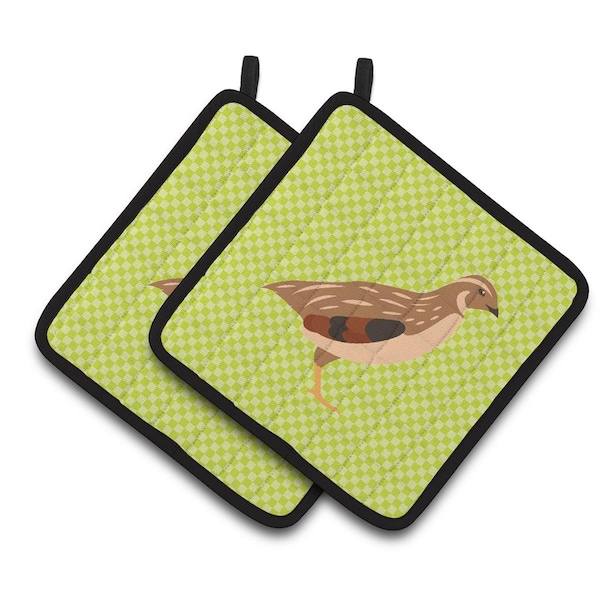 Carolines Treasures Golden Phoenix Quail Green Pair of Pot Holders - BB7781PTHD