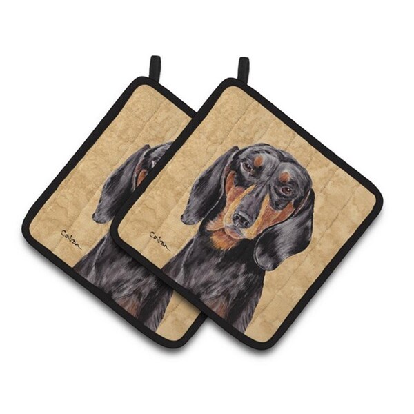 Carolines Treasures Dachshund Wipe Your Paws Pair of Pot Holders, 7.5 x 3 x 7.5 in. - SC9139PTHD