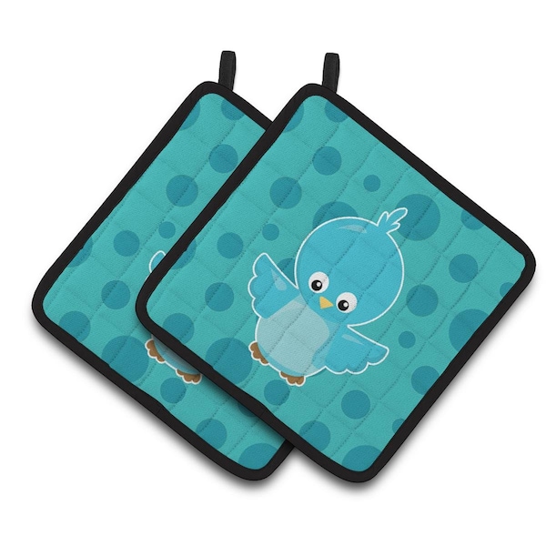 Carolines Treasures Bird on Blue Polkadots Pair of Pot Holders - BB7013PTHD
