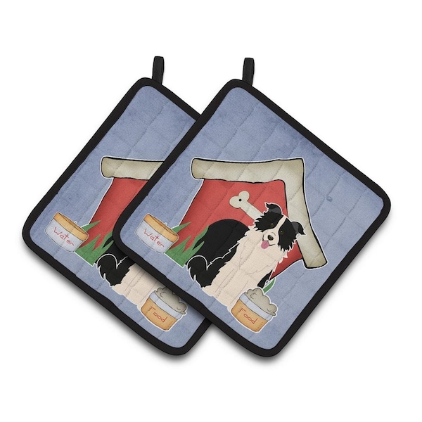 Carolines Treasures Dog House Collection Border Collie Black and White Pair of Pot Holders - BB2872PTHD