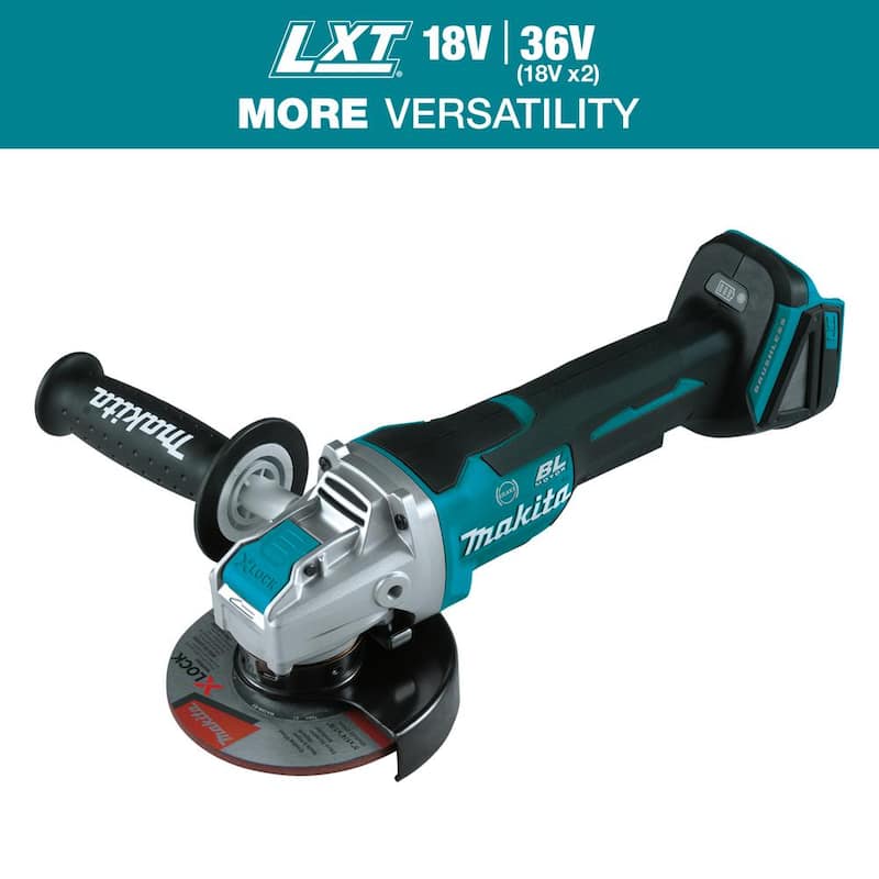 Esmeriladora angular inalámbrica Makita 18V LXT de iones de litio sin escobillas de 4-1/2 in./5 in. con interruptor de paleta X-LOCK y AFT, solo herramienta - XAG26Z.