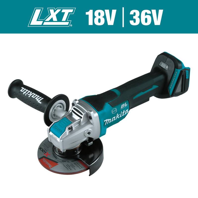Esmeriladora angular inalámbrica Makita 18V LXT de iones de litio sin escobillas de 4-1/2 in./5 in. con interruptor de paleta X-LOCK y AFT, solo herramienta - XAG26Z.