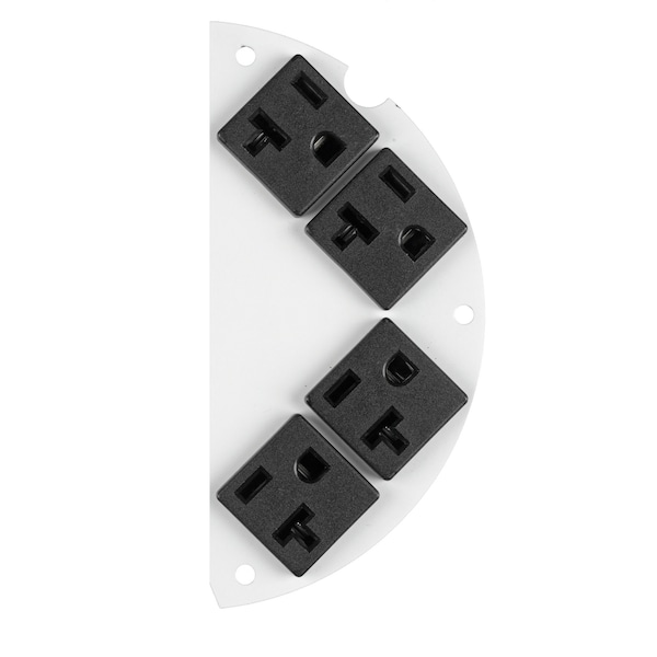 Hubbell Wiring Device-Kellems Recessed 6" Series, Sub Plate, 50% Right Side, (4) 20A Pre-Wired Receptacles, 1 or 2 Circuits, 18" Leads - S1R6SPH