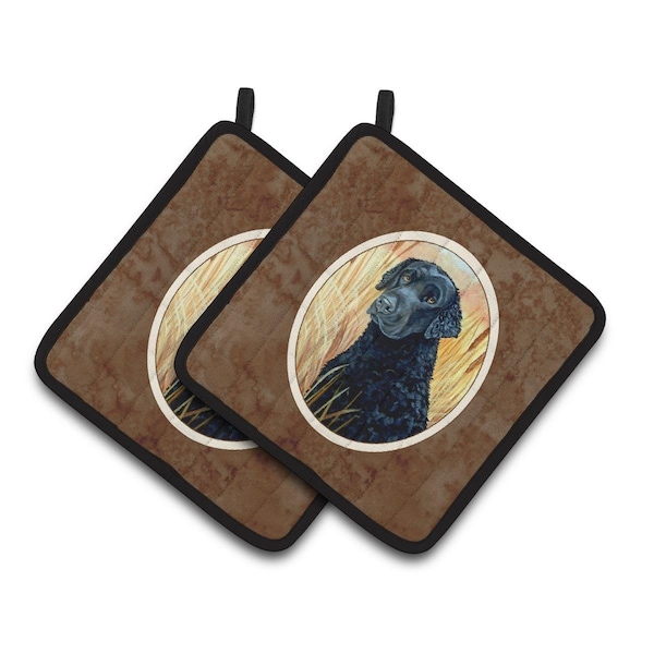 Carolines Treasures Curly Coated Retriever Pair of Pot Holders - 7097PTHD