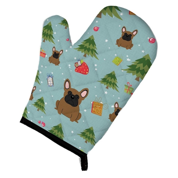 Carolines Treasures Christmas French Bulldog Brown Oven Mitt - BB4673OVMT