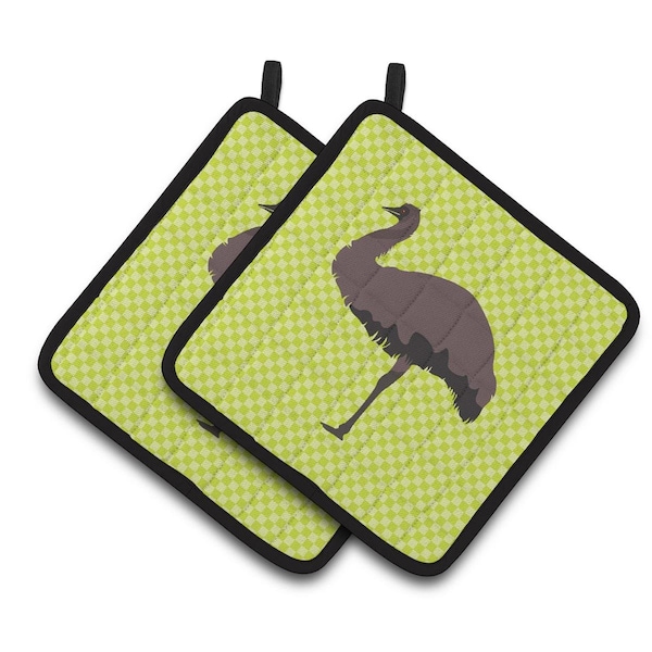 Carolines Treasures Emu Green Pair of Pot Holders - BB7748PTHD