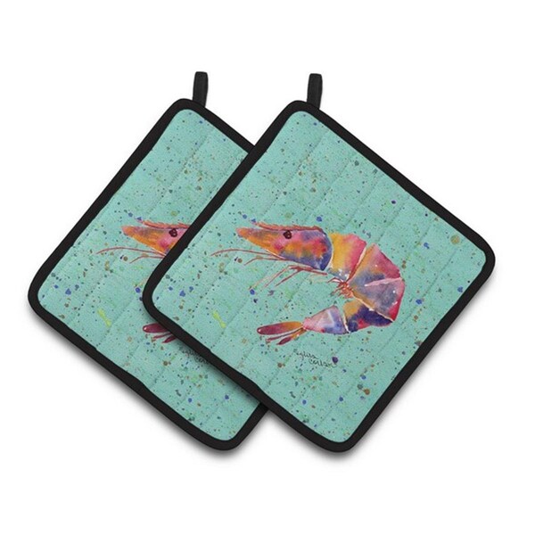 Carolines Treasures Shrmip Pair of Pot Holders, 7.5 x 3 x 7.5 in. - 8464PTHD