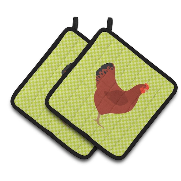 Carolines Treasures New Hampshire Red Chicken Green Pair of Pot Holders - BB7669PTHD