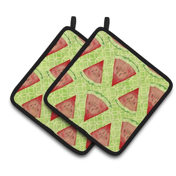 Carolines Treasures Watercolor Watermelon Pair of Pot Holders - BB7518PTHD
