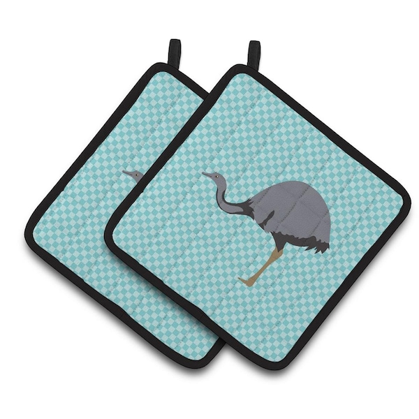 Carolines Treasures Rhea Blue Check Pair of Pot Holders - BB8097PTHD