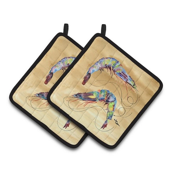 Carolines Treasures Shrimp Pair of Pot Holders, 7.5 x 3 x 7.5 in. - 8158PTHD