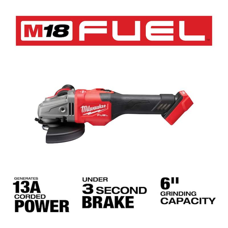 Amoladora inalámbrica Milwaukee M18 FUEL 18V de iones de litio sin escobillas de 4-1/2 in./6 in con interruptor deslizante con bloqueo (herramienta solamente) - 2981-20
