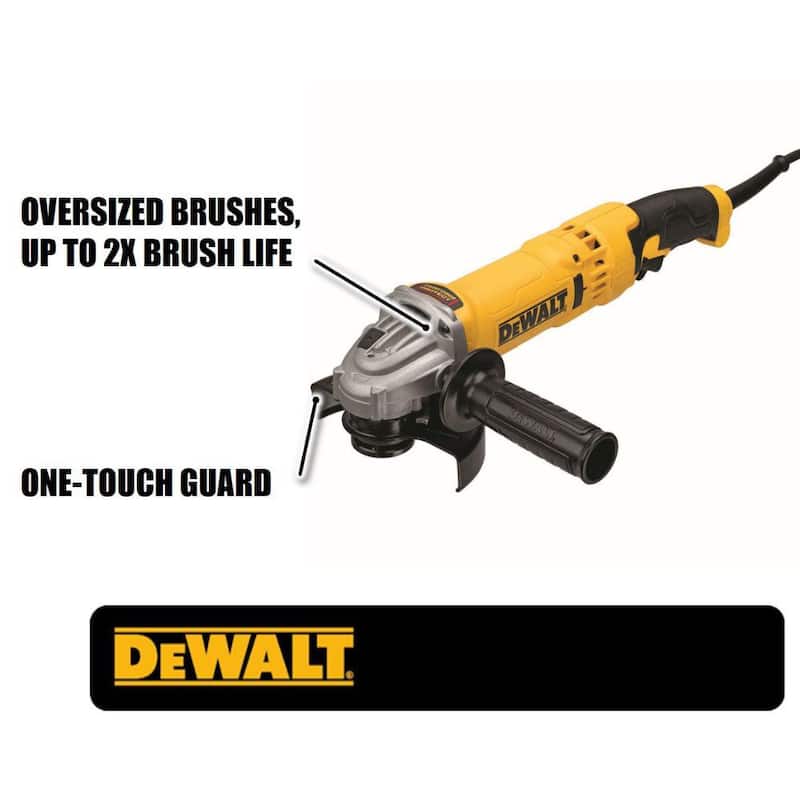 
Amoladora angular con empuñadura de gatillo de alto rendimiento DEWALT de 13 amperes y cable de 4.5 - 5 pulgadas - DWE43113.