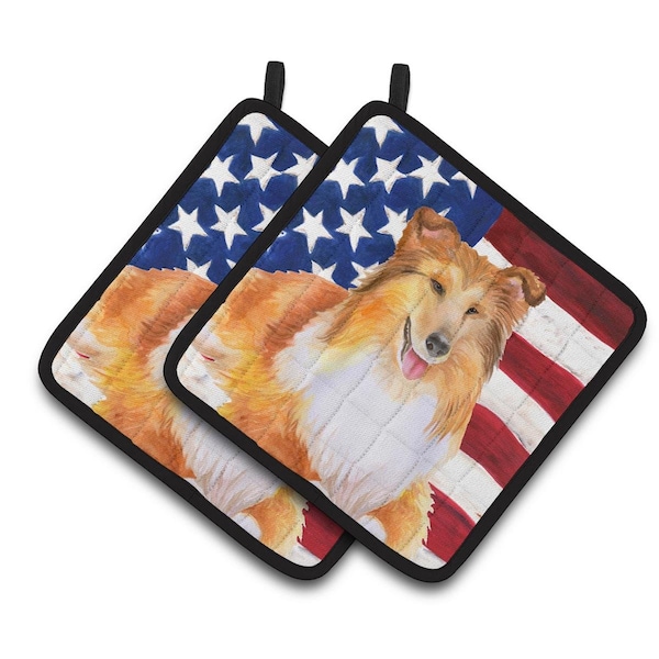 Carolines Treasures Sheltie Patriotic Pair of Pot Holders - BB9720PTHD