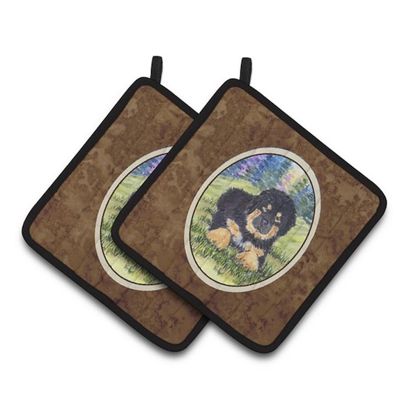 Carolines Treasures Tibetan Mastiff Pair of Pot Holders, 7.5 x 3 x 7.5 in. - SS1037PTHD