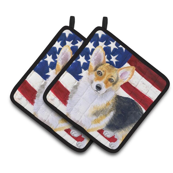 Carolines Treasures Pembroke Corgi Patriotic Pair of Pot Holders - BB9642PTHD