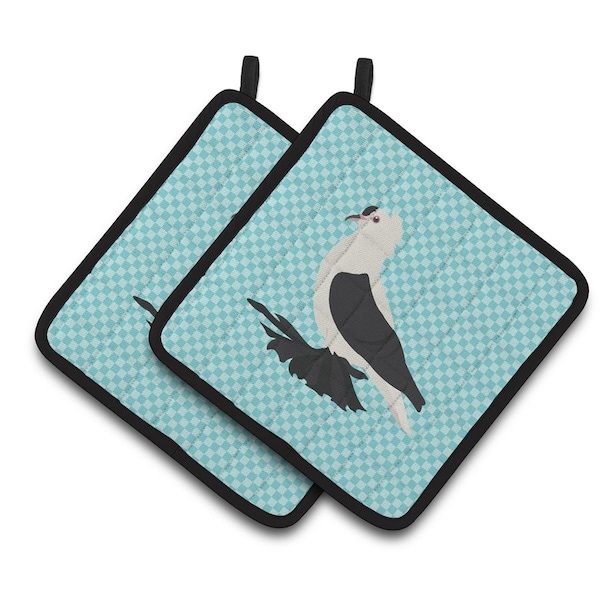 Carolines Treasures Saxon Fairy Swallow Pigeon Blue Check Pair of Pot Holders - BB8120PTHD