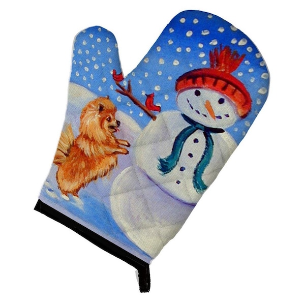 Carolines Treasures Snowman with Pomeranian Winter Snowman Oven Mitt - 7151OVMT