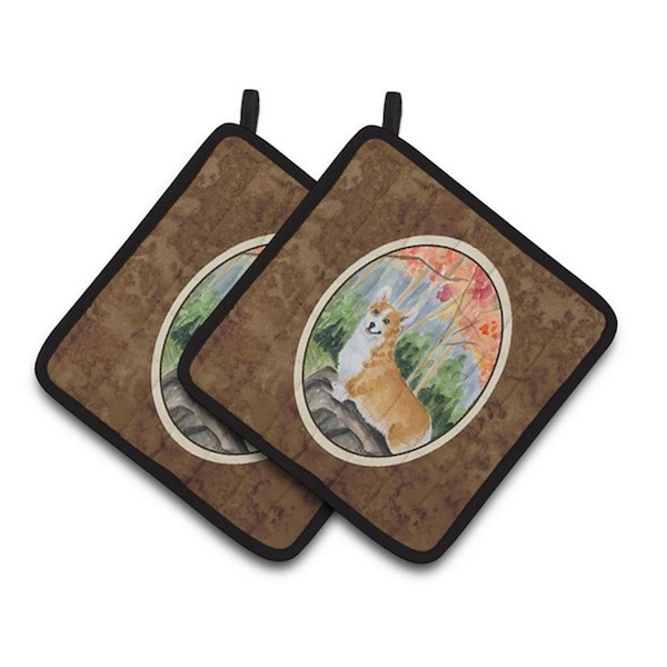 Carolines Treasures Corgi Pair of Pot Holders, 7.5 x 3 x 7.5 in. - SS8039PTHD