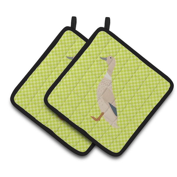 Carolines Treasures West Harlequin Duck Green Pair of Pot Holders - BB7684PTHD