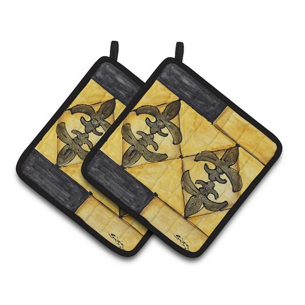 Carolines Treasures Fleur De Lis Pair of Pot Holders, 7.5 x 3 x 7.5 in. - 8089PTHD