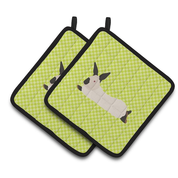 Carolines Treasures California White Rabbit Green Pair of Pot Holders - BB7793PTHD