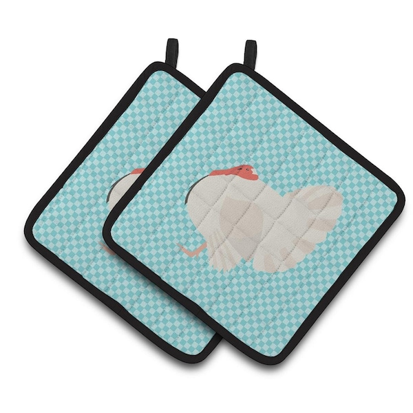 Carolines Treasures White Holland Turkey Blue Check Pair of Pot Holders - BB8157PTHD