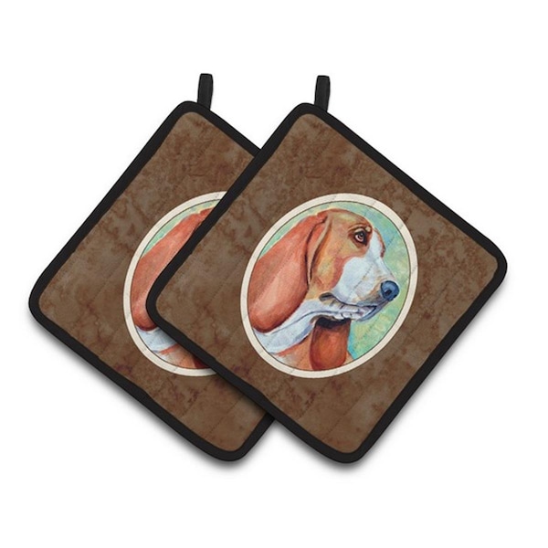 Carolines Treasures Basset Hound Pair of Pot Holders, 7.5 x 3 x 7.5 in. - 7227PTHD