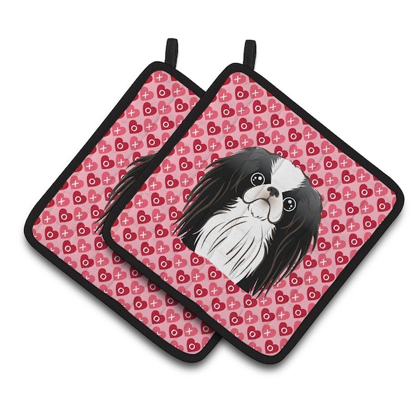 Carolines Treasures Japanese Chin Hearts Pair of Pot Holders - BB5300PTHD