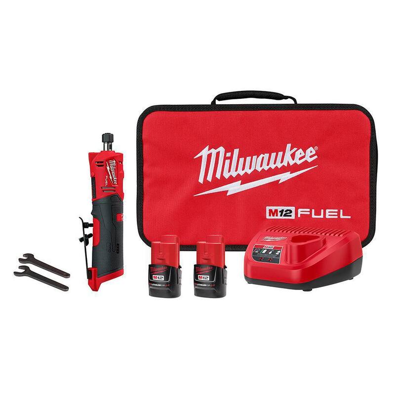 Milwaukee M12 FUEL 12V Lithium-Ion Brushless Inalámbrico 1/4 in. Matriz Recta Recta Kit con Dos Baterías de 2.0 Ah - 2486-22