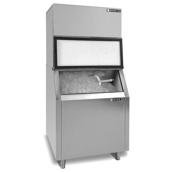 Maxx Ice Modular Ice Machine, 30 in.W, 1000 lbs Capacity, and Storage Bin, 30 in.W, 400 lbs Ice, in Stainless Steel - MIM1000B