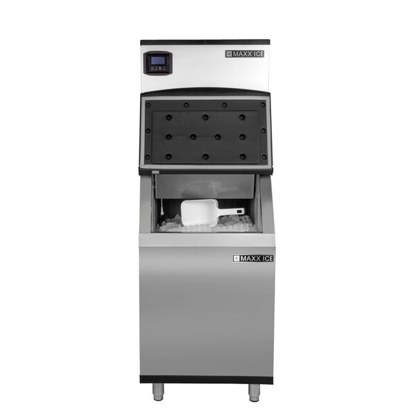 Maxx Ice Intelligent Series Modular Ice Machine, 22 in.W, 361 lbs, with Storage Bin, 22 in.W, Stainless Steel - MIM360NH-B310