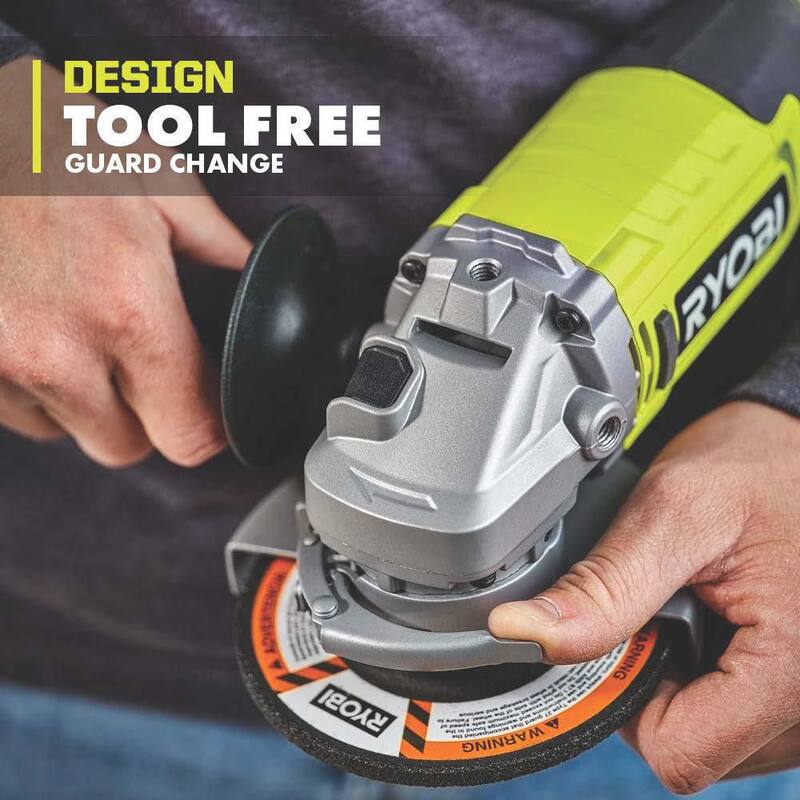 RYOBI ONE+ 18V Amoladora Angular Inalámbrica de 4-1/2 pulgadas con Batería de 4.0 Ah y Cargador - PCL445K1