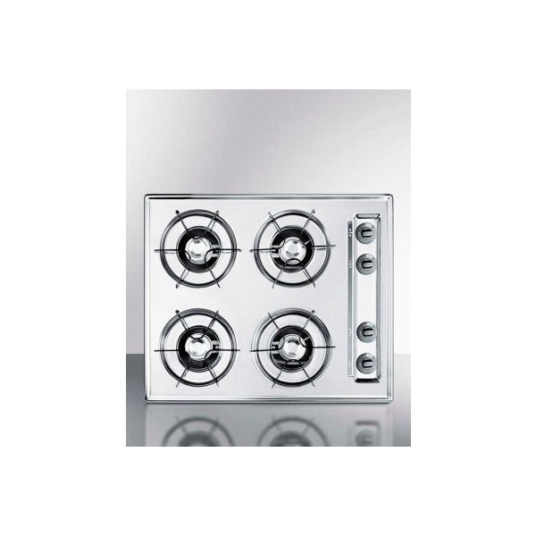 Summit Appliance Div. Summit-Cooktop, Electric, 4 Burners, Battery Start, Brushed Chrome, 20" x 24" x 3-3/4" - ZNL03P