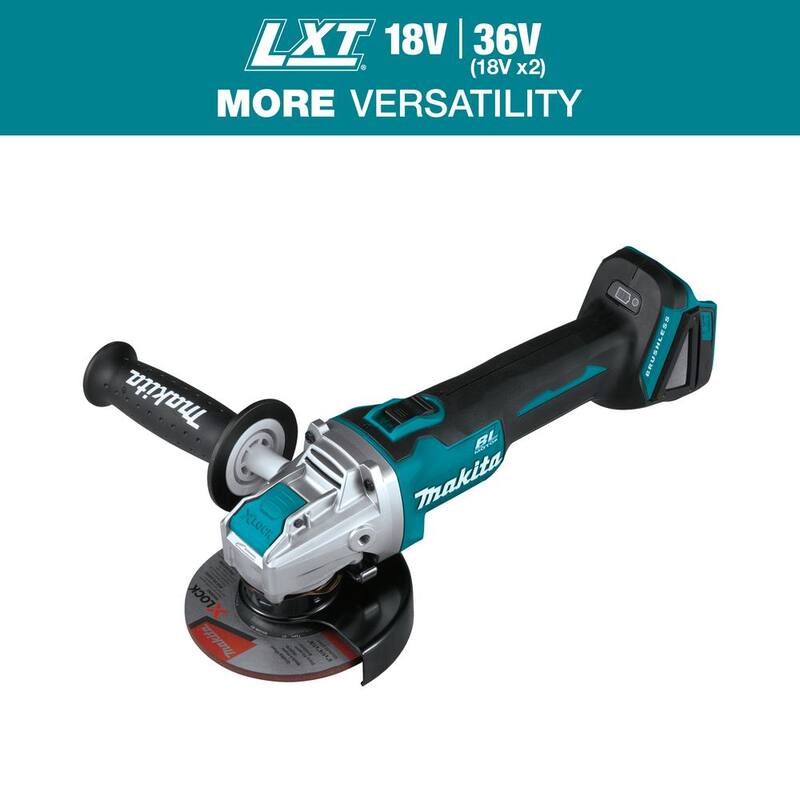 Amoladora angular Makita 18V LXT de iones de litio sin escobillas inalámbrica de 4-1/2 in. / 5 in. con X-LOCK y AFT, solo herramienta - XAG25Z