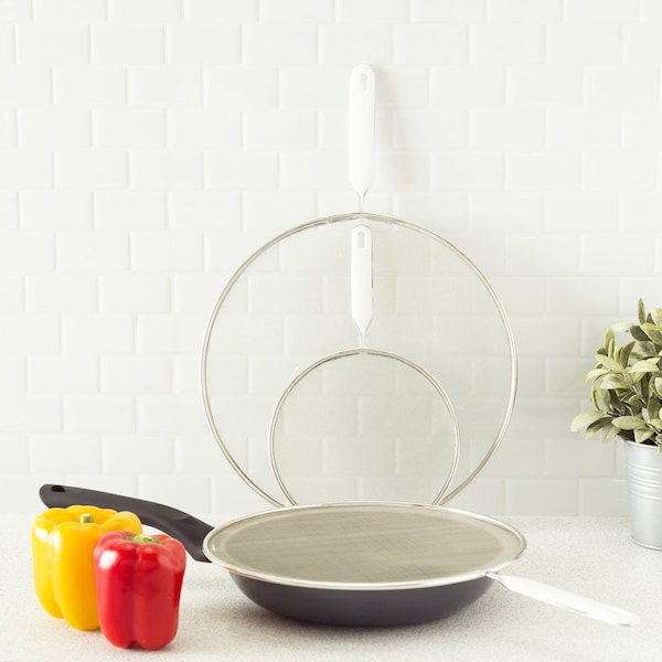 Hds Trading 3 Piece Finely Netted Mesh Splatter Screen Set, White - ZOR95924