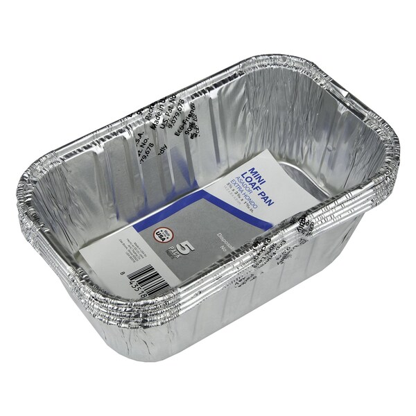 Home Plus Durable Foil 3-3/16 in. W X 5-5/8 in. L Mini Loaf Pan Silver 5 pk, 5PK - D50050