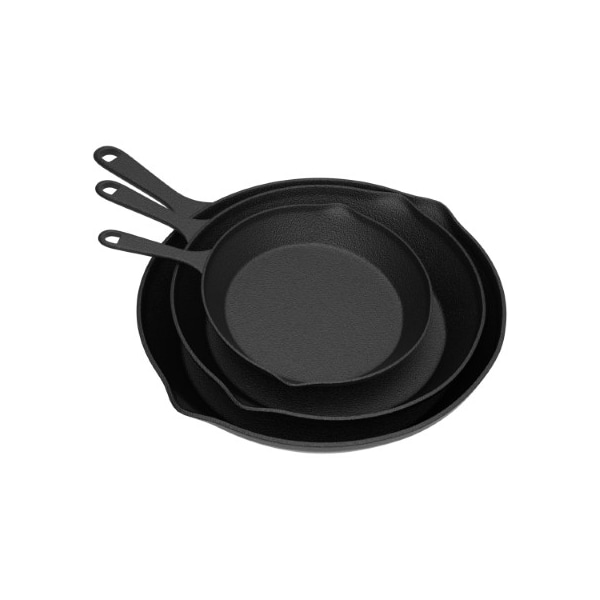 Hastings Home Set of 3 Frying Pans Cast Iron Pre-Seasoned Nonstick Skillets in 10", 8", 6"- Kitchen Cookware - 997642PQH