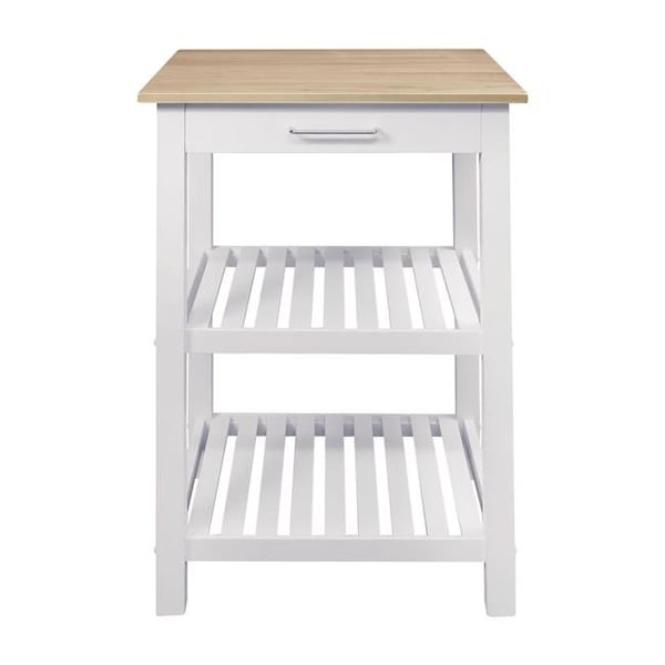 American Trail American Trails 373-01 Sunrise Kitchen Island with American Maple Top - White & Natural - 373-01