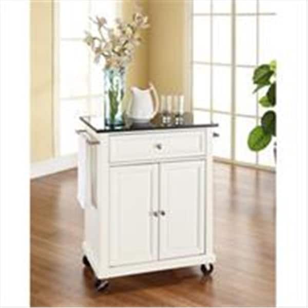 Betterbeds Crosley Furniture Solid Black Granite Top Portable Kitchen Cart-Island in White Finish - BE2613733