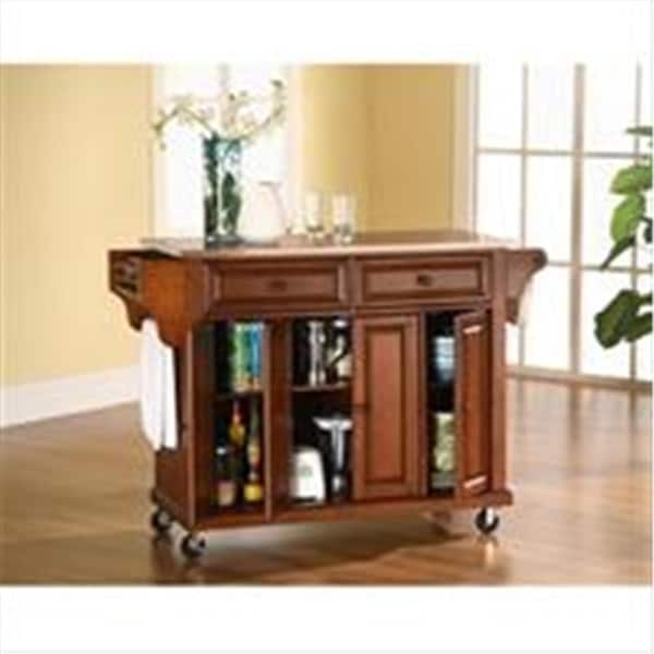 Modern Marketing Crosley Furniture Stainless Steel Top Kitchen Cart-Island In Classic Cherry Finish - KF30002ECH