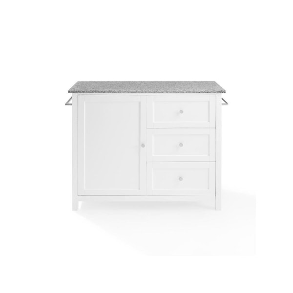 Kd Vestidor 37.5 x 42.13 x 18.13 in. Gray Granite Top Kitchen Island & Cart, White - KD3294456