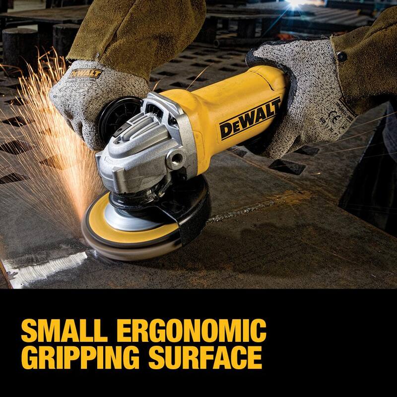 Esmeriladora angular pequeña de 4.5 pulgadas con cable DEWALT de 120V y 11 amperes - DWE402