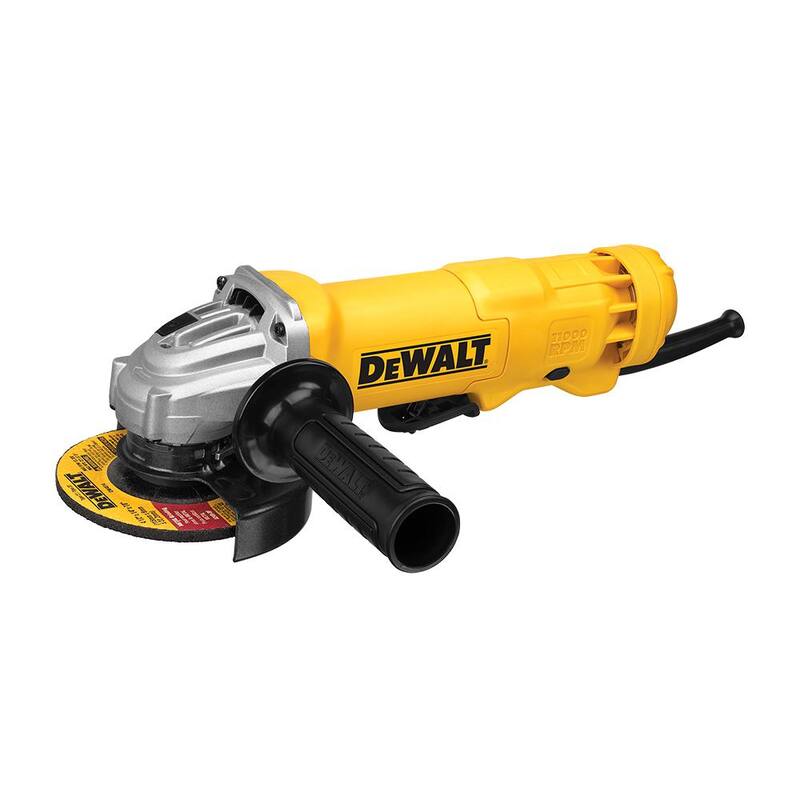 Esmeriladora angular pequeña de 4.5 pulgadas con cable DEWALT de 120V y 11 amperes - DWE402